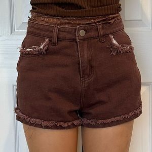 Dark brown/purple denim shorts